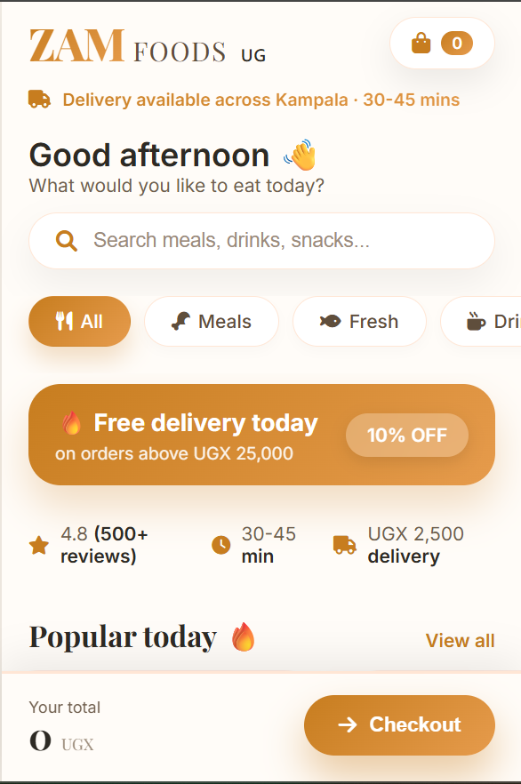 Food delivery mobile app